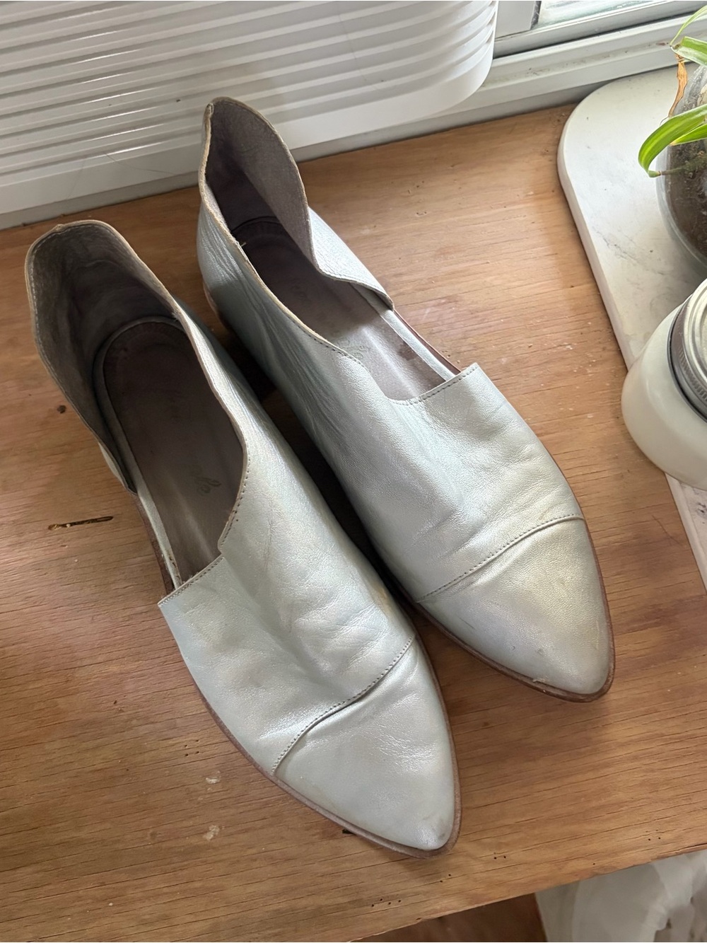 Free People Metallic Silver Pointed Slip-On Flats